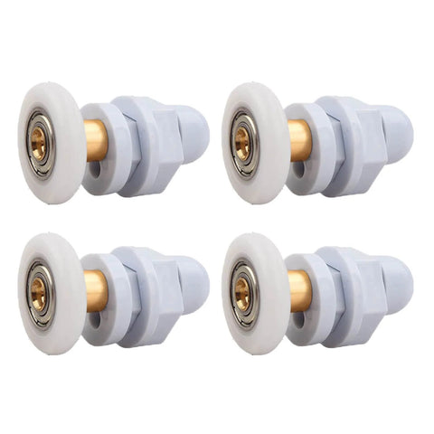 4PCS 25mm shower door rollers replacement with copper rod pulley, nylon runners, and stainless steel hardware