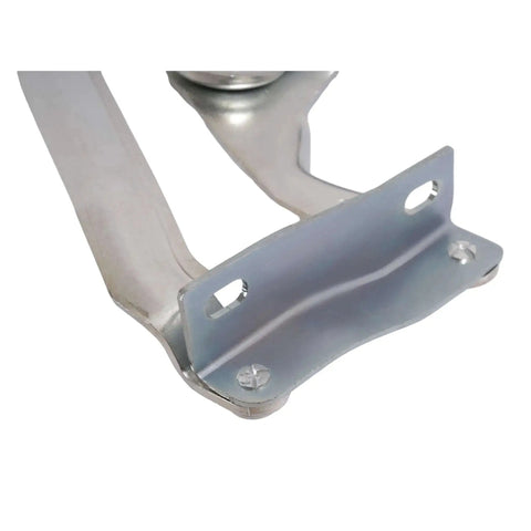 Close-up of Hood Hinge Pair For 1955 Chevy Bel Air Nomad One Fifty Two Ten Cars With Steel Construction And Galvanized Silver Finish