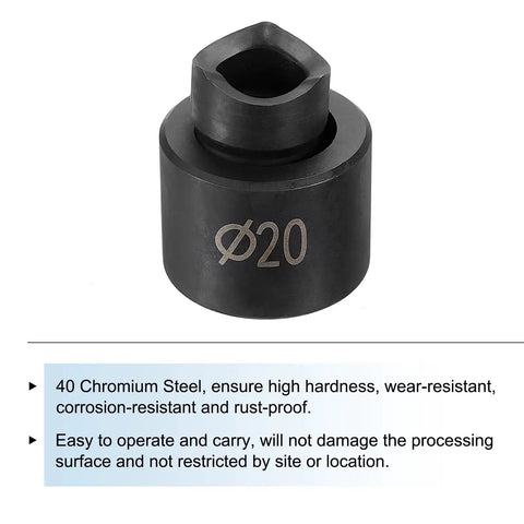 Conduit Punch and Die Set for Hydraulic Knockout Driver, 20mm Hole Cutter in Chromium Steel, close-up of die piece
