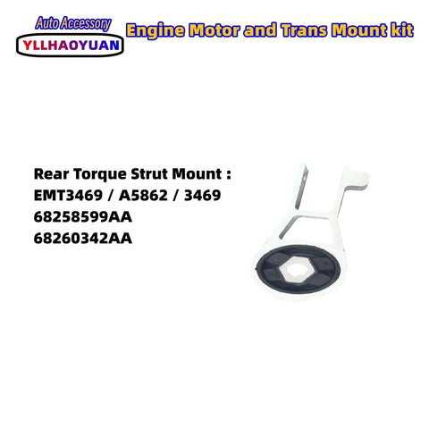 Rear Torque Strut Mount from Set of 3 Motor Mounts for Fiat 500X Jeep Renegade Compass and Ram ProMaster City 2.4L 2015 to 2020