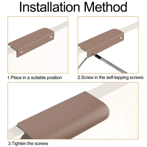 Installation steps for Finger Edge Pulls Self-Adhesive 8 Pack Concealed Cabinet Drawer Handles Modern Curved Aluminum Alloy, brown