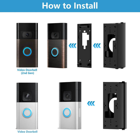 Installation guide for Adjustable 30 To 55 Degree Video Doorbell Mount For Most Doorbell Cameras Wedge Kit Bracket For Home Security No Fuss Install Easy Tilt Multi Angle Mount To Improve Motion Detection At The Front Door