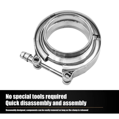 Stainless Steel Exhaust Clamp Kit Two Point Five Inch V Band Clamp With Male Female Flange Clips For Turbo Pipe Performance Exhaust System
