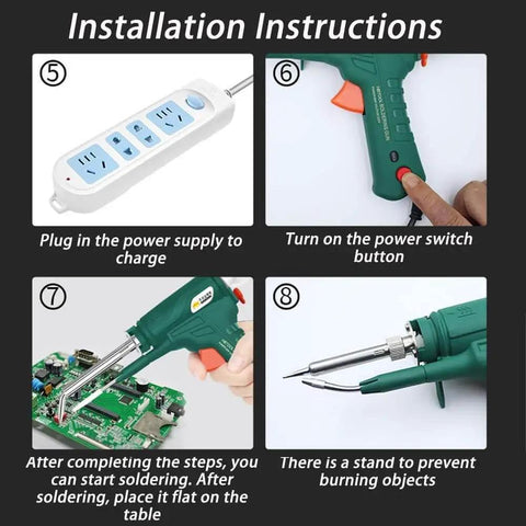 Installation instructions for Internally Heated 8 Piece Welding Tool Set With 60W Soldering Iron And Soldering Gun Ceramic Heating For Fast Heat Up