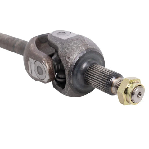 Close-up of front axle shaft from Beefed Up Front Axle Shaft And Wheel Bearing And Hub Assemblies Kit For 2007 Through 2017 Jeep Wrangler And 2018 Wrangler JK Includes Two Front Axle Shafts And Two Wheel Bearing And Hub Assemblies For Easy Drivetrain Upgrade