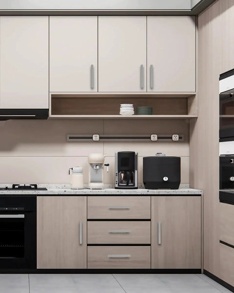 Modern kitchen with 30 Pack 5 Inch Cabinet Pulls Satin Nickel Stainless Steel Kitchen Hardware Drawer Handles installed on cabinets