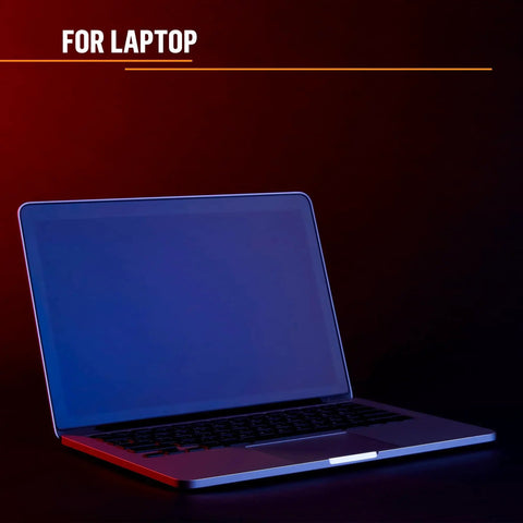 Open laptop in dark lighting with text 'For Laptop' displayed above.