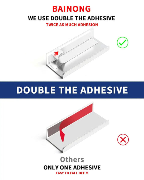5 Pack 3 Inch Self Adhesive Cabinet Pulls Silver Stick On Handles No Drill Concealed Edge Drawer Pulls for Cabinets Seam Drawer Flat Modern Kitchen and Bathroom Closets - Double Adhesive vs Single Adhesive Comparison