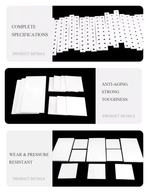 White PTFE Plastic Sheet 200mm by 200mm 5mm Thick Nonstick High Performance Board for Industrial and DIY Projects in various sizes.
