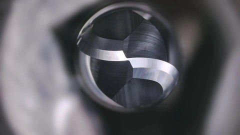 Close-up of Ball Nose Carbide End Mill Set With MAH Coating For Stainless Steel, Hardened Steels, High Temp Alloys, 2 Flute