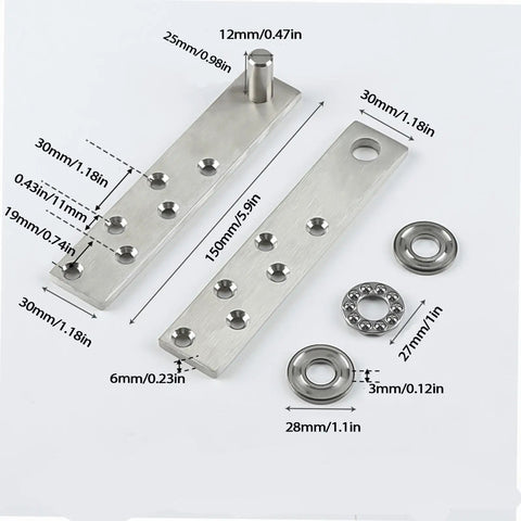 Invisible Door Pivot Hinges 2 Pack Set with Hidden Pivot Hinge System Stainless Steel Concealed Door Hinge parts with measurements