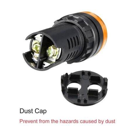 Five Pack Yellow Indicator Lights With Buzzer, 12V AC DC, 22Mm Panel Mount Flasher Alarm shown with dust cap