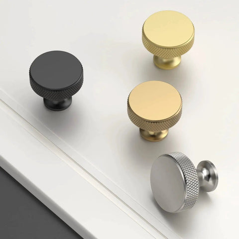 10 Pack Champagne Bronze Knurled Cabinet Knobs Kitchen Cabinet Handles For Drawer Cupboard Wardrobe Doors Easy Install And Durable Construction ZH0036 displayed with other colors on a surface