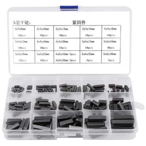Pro Grade Parallel Square Key Set For Drives And Shafts 140 Piece Assortment A3 Carbon Steel Construction Self Contained Kit Box