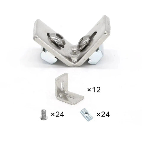 12 Pack 1010 Aluminum Extrusion Connector Brackets With Screws For 1x1 Inch Profiles Carbon Steel Corner Brackets Nickel Plated Set