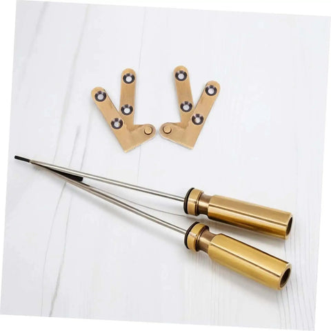 Heavy Duty Invisible Pivot Hinges For Wood Doors Slick Concealed Self-Closing Bronze Finish 2 Pack Hardware on white surface