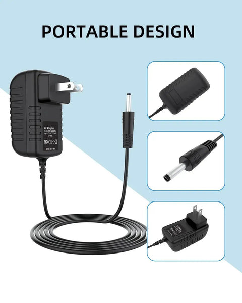 9V ACDC Power Adapter For NordicTrack RW200 Rowing Machine Replacement Charger, black wall wart PSU cable with plug and connectors shown