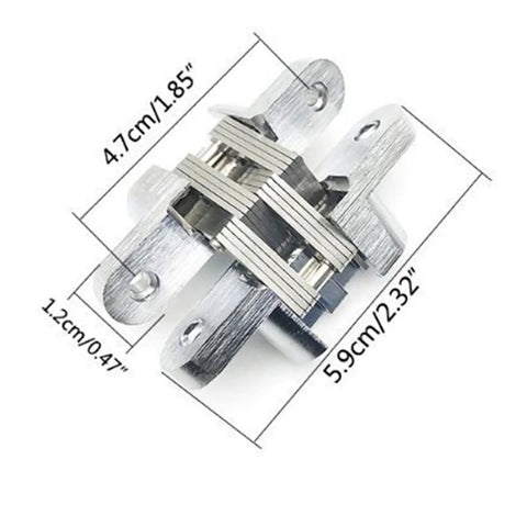 2 Pcs Stainless Steel Hidden Folding Door Hinges 180 Degree Concealed Cross Hinges For Gate Door Cupboard Home Hardware