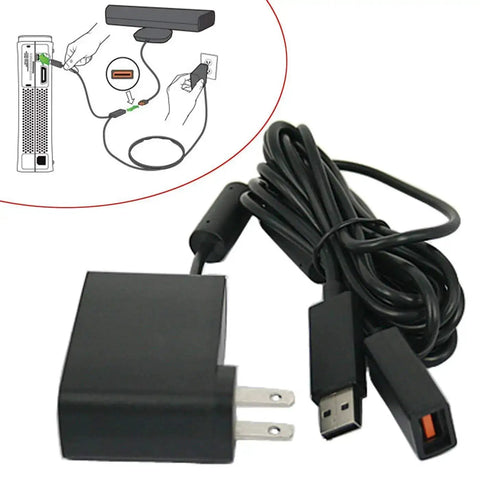 Xbox 360 Kinect Power Supply Adapter Cable Replacement For Kinect Sensor System USB Power Cord 12V 1.08A with Plug and Diagram