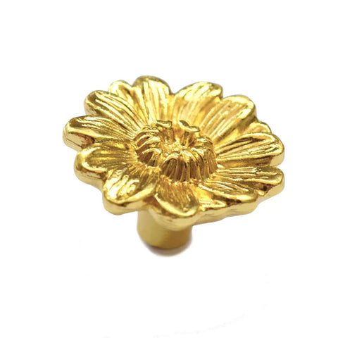 Vintage Gold Round Drawer Knob with Victorian Floral Pattern Black Accent, zinc construction, perfect for dresser or cabinet furniture.
