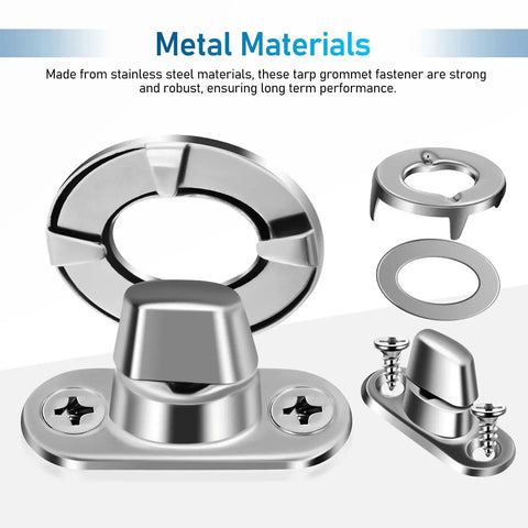 Kisangel marine twist-lock fastener set with mounting screws and washers; silver metal hardware for canvas boats.
