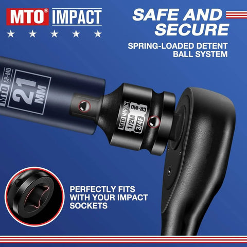 3/4 To 1/2 Inch Impact Socket Adapter Reducer on ratchet wrench, chrome molybdenum alloy steel, for quick tool swaps and versatility