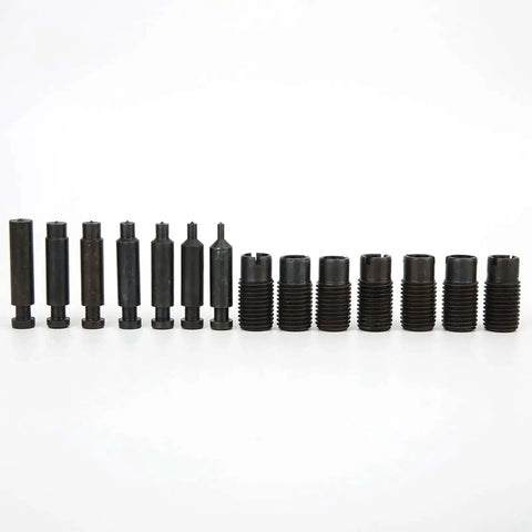 Set of nozzles from Hand Held Power Punch Kit With Stainless Steel Hole Punch Pliers And 16 Piece Tool Set for metal drilling.