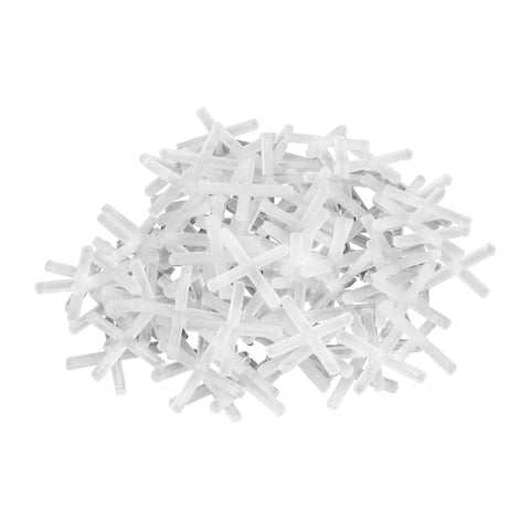 Pile of 1/8 Inch Hard Tile Spacers for Traditional or Leave-In Installations, 300 Pack, featuring longer legs and solid tips for alignment