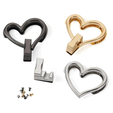 Dope Heart Purse Twist Lock Closures Set For Bags 3 Pack In Black Light Gold And Platinum Metal Turn Lock Fasteners For Handbags DIY Craft Hardware