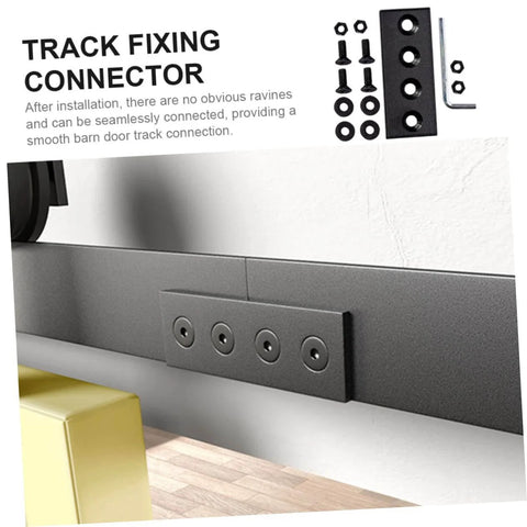 Heavy Duty Flat Bracket Track Rail Connector For Barn Doors And Home DIY Projects, Durable Carbon Steel Mending Plate And Track Stopper, Solid 4 Hole Brace Mount, Metal Repair Plate For Long Lasting Door Track Support