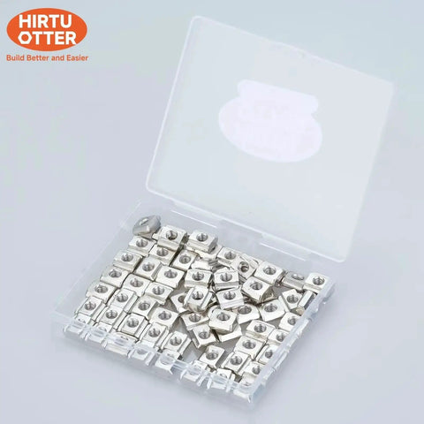 Nickel Plated M6 Sliding T Nuts For 2020 2040 2060 Aluminum Extrusion Profiles in a transparent plastic case