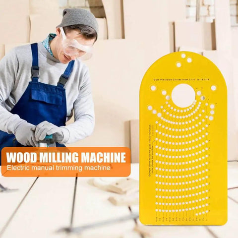 Circle Cutting Jig For Plunge Router With High Precision Pivot Holes And Calibrated Scale, Durable Yellow Board