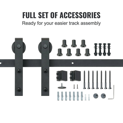 Eight Foot Sliding Barn Door Hardware Kit With 330 Lbs Capacity full set of mounting accessories and heavy duty track system