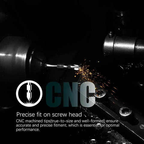 CNC machining process showing precise fit on screw head with Impact Torx Bit Set 26 Piece Heavy Duty With S2 Steel Magnetic Bits.