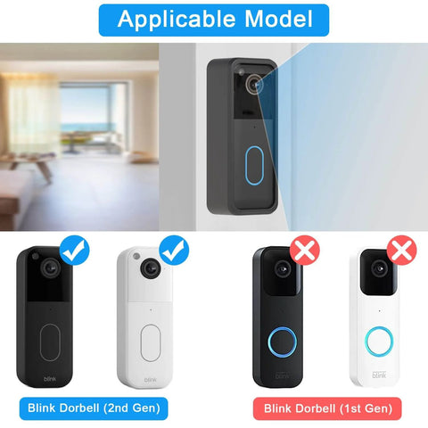 Adhesive Mount for Second Gen Video Doorbell No Drill Mounting Bracket showing compatibility with Blink Video Doorbell 2nd Gen