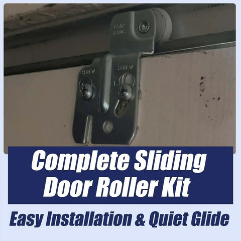 Top-Hung Sliding Door Roller Kit With 4 Durable Wardrobe Wheels for Bypass Closet and Kitchen Doors, galvanized steel roller installed