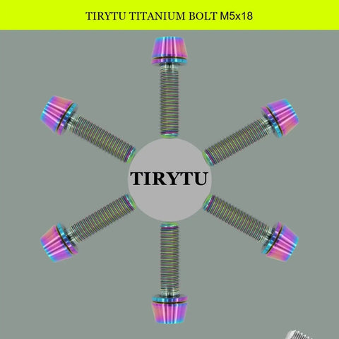Ultralight Titanium M5x18 Bike Bolts With Tapered Head Hex Socket And Washers Rust Proof Non Magnetic MTB Stem Bolts Colorful Six Pack