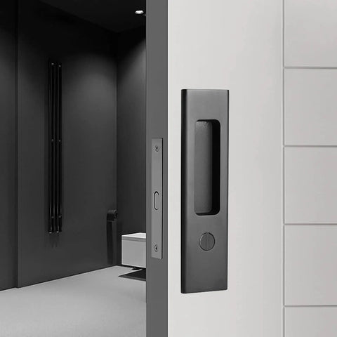 6.3 Inch Privacy Pocket Door Lock Hardware For Double Barn Doors Keyless Mortise Lock Sliding Door System In Black Durable