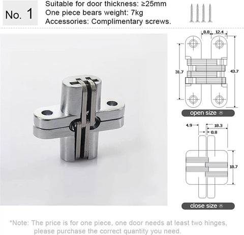 Heavy Duty Stainless Steel Concealed Door Hinges 180 Degree Internal Folding Hinges For Cabinets And Doors Built In Hidden Cross Gemel Style