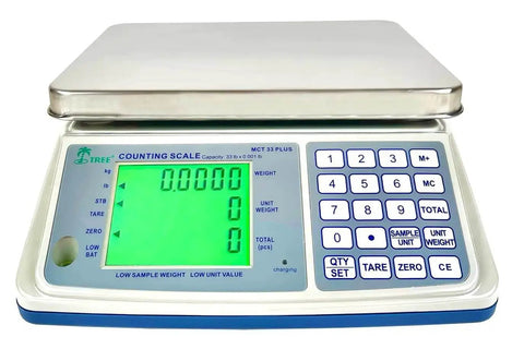 33 Lb Counting Scale With 0.001 Lb Precision For Inventory And Manufacturing Heavy Duty Warehouse Grade Counter That Delivers Lab Quality Accuracy To Real World Stock Fast Reliable Item Tallying Instrument, featuring stainless steel pan and digital display