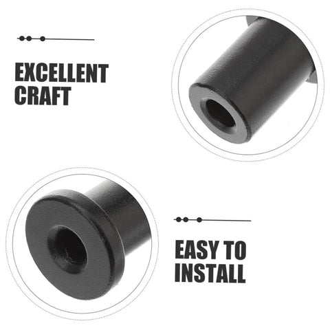 Sliding Barn Door Spacers And Track Connectors Set Stoppers For Enhanced Aesthetics Wall Mount Spacers black steel close-up
