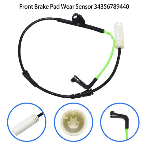 Brake pad wear sensor kit (4 pcs) for BMW E81–E93; black cables with green lead and white connectors