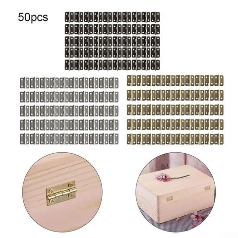 Antique Flat Hinge Kit For Wooden Boxes And Dollhouses, Bronze Finish Iron Hinge With Four Mounting Holes, 50 Pieces
