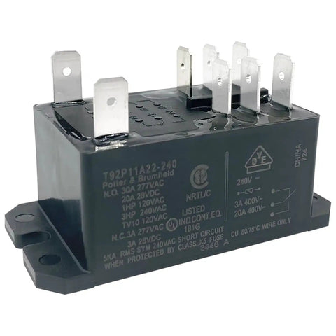 2-Pack 30A 240VAC DPST-NO Power Relay for HVAC Systems, 2 Pole, 8 Pin Quick-Connect, Flange Mount, T92 Series Replacement