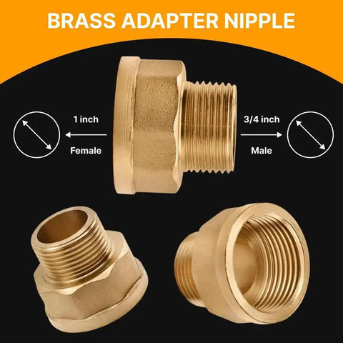 Brass Adapter Nipple Three Quarters Inch Male To One Inch Female Pipe Fitting NPT Connector For Plumbing Durable Tight Sealing Reducer