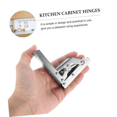 Hand holding 2 Pack Hidden Folding Cabinet Hinges For Furniture, Invisible Brackets, durable metal construction, seamless support.