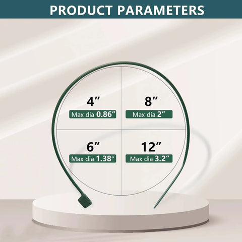 Green Zip Ties Assorted Sizes 4 6 8 12 Inch Pack Of 200 With 18 To 50 Lb Tensile Strength size chart with diameter dimensions