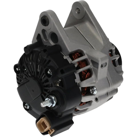 12V 90A Alternator Replacement For Hyundai Accent 03 09 Tiburon 04 07 Tucson 06 09 Kia Rio 06 09 Spectra 04 06 Sportage 05 10 CW Rotation PMA Unit With No Hassle Install And Reliable Output For Multiple Models, side view