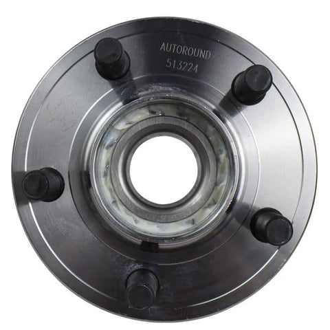 Front view of a Front Wheel Hub And Bearing Assembly 5-Lug 2-Pack For RWD Dodge Charger 2006-2014 with ABS compatible bolt-on design.