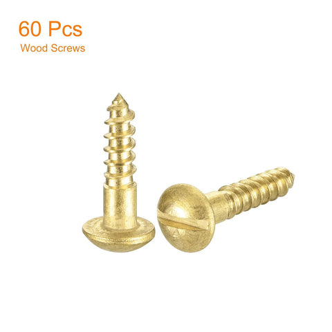 Brass Wood Screws Set M2.5 By 10mm Slotted Round Head Self Tapping For Woodworking No Fuss Tough And Durable Corrosion Resistant Wear Resistant 60 Pcs Pack image with screws